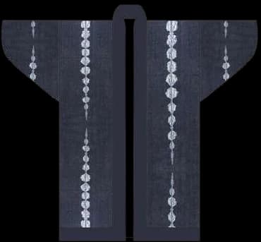 Digital kimono study: fine vertical lines of tiny resist dots on charcoal.