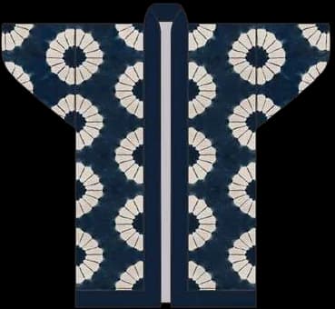 Digital kimono study: bold white rings on indigo.