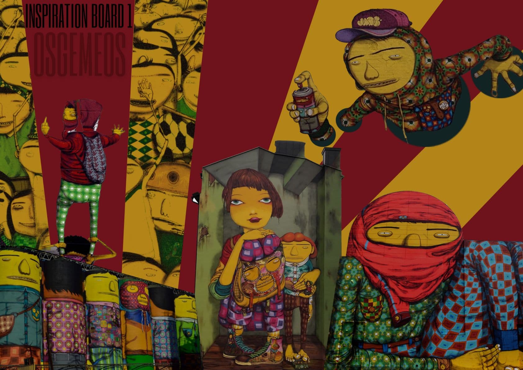 Inspiration board featuring OSGEMEOS.
