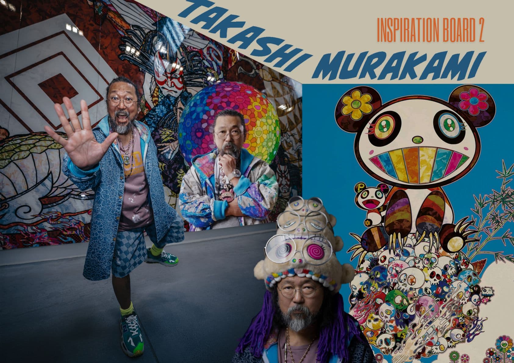 Inspiration board featuring Takashi Murakami.